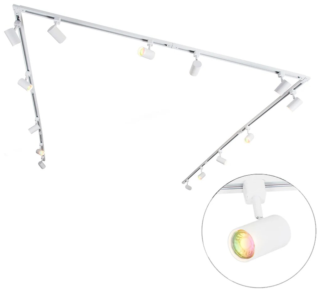 Sistema de calhas inteligente monofásico com 14 focos brancos incl. Wifi GU10 - Jeana