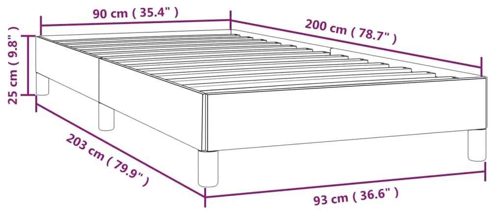 Estrutura de cama sem colchão 90x200 cm veludo cinzento-claro