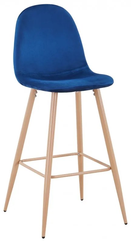 Conjunto 4 Bancos de bar, Casa, Restaurante, Hotel  EPOQUE NEW, base de metal, veludo azul 64