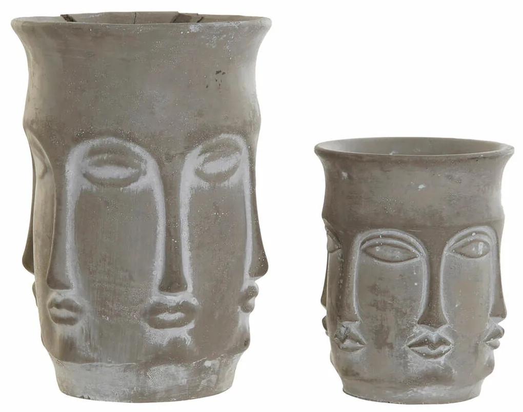 Conjunto de Vasos DKD Home Decor Cimento Cinzento claro (16,5 x 16,5 x 23,5 cm)