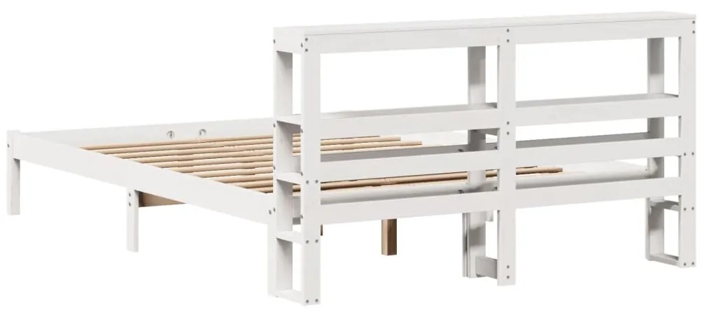 Cama sem colchão 135x190 cm madeira de pinho maciça branco