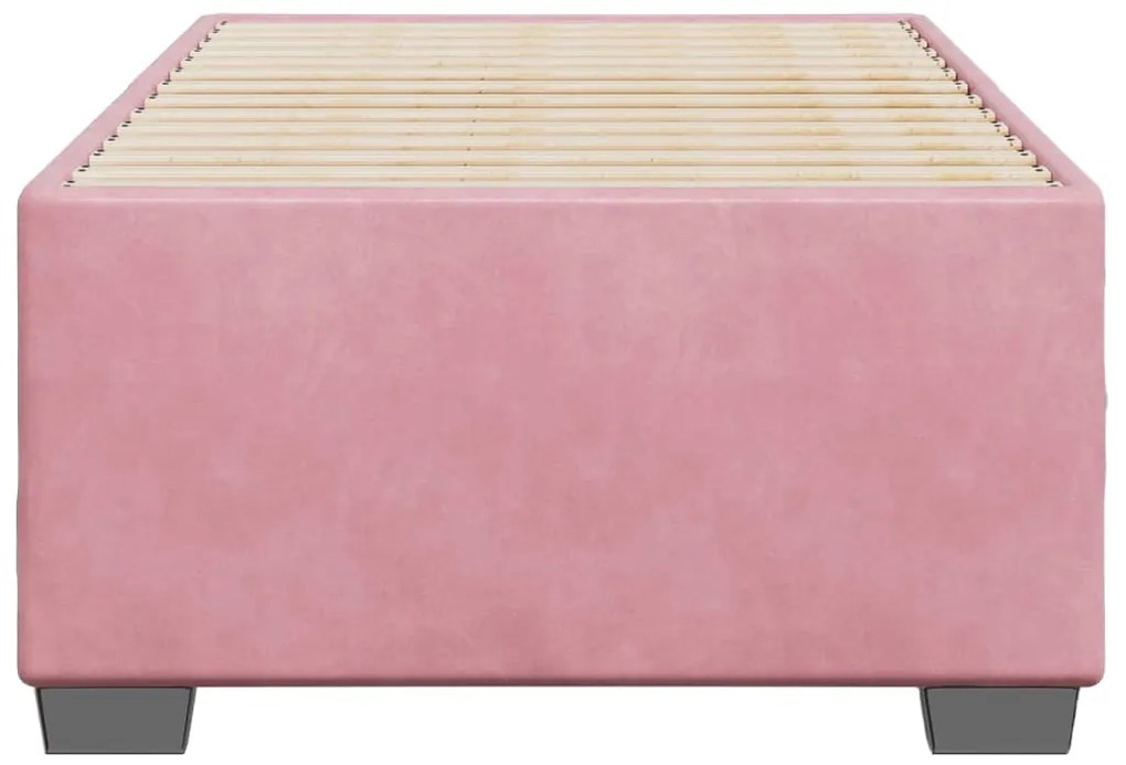 Estrutura de cama 100x200 cm veludo rosa