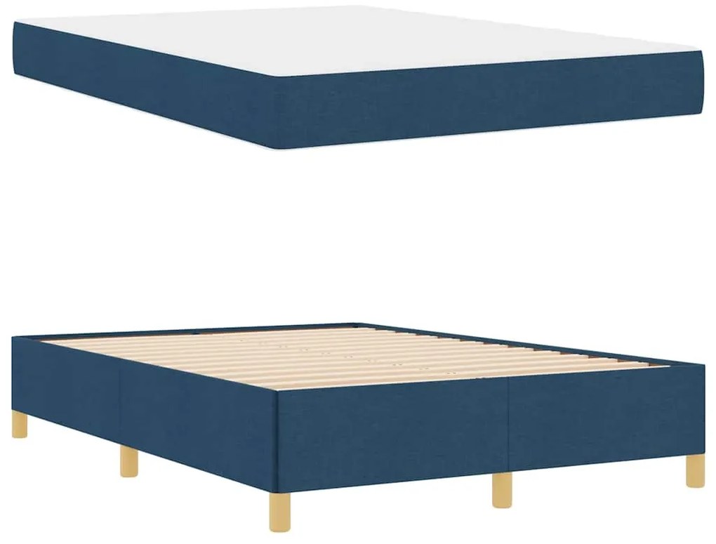 Cama Box Outros Azul e Branco 160 x 200 cm tecido