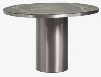 Mesa De Jantar Oval 120x100 Cm Em Pedra Natural E Aço Inoxidável Fertrix Mármore Verde Forest - Sklum