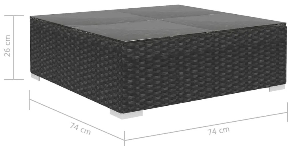 8 pcs conjunto lounge de jardim c/ almofadões vime PE preto