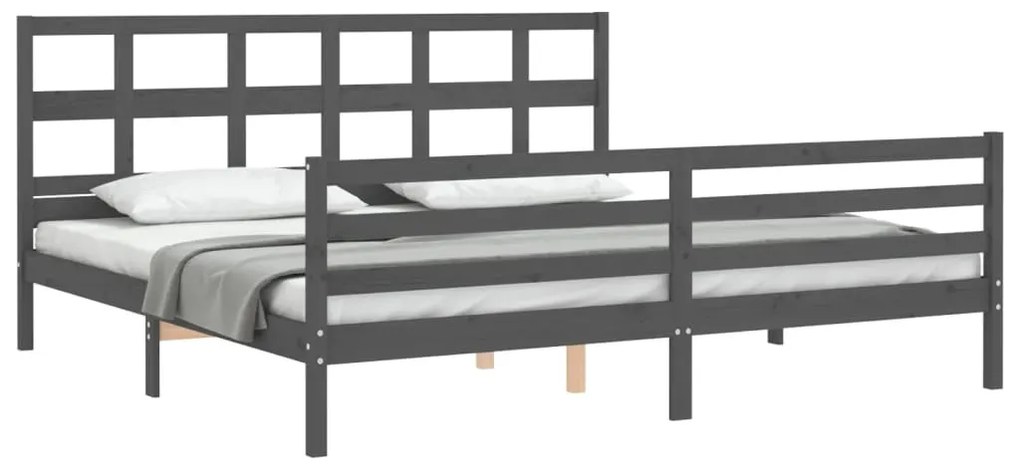 Estrutura de cama com cabeceira 200x200 cm madeira maciça cinza