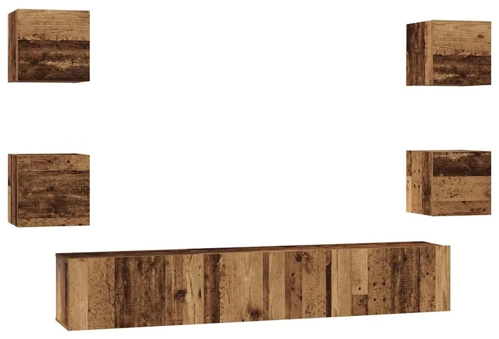 Conjunto de móvel de TV 7 pcs Madeira antiga 60 x 30 x 30 cm