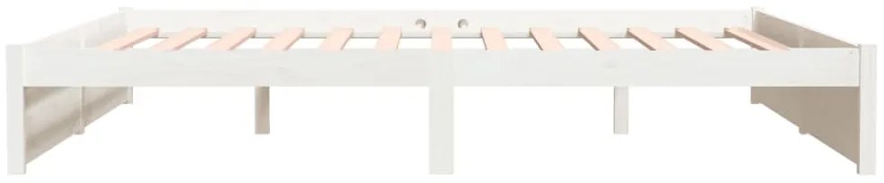 Estrutura de cama super king pinho maciço 180x200 cm branco