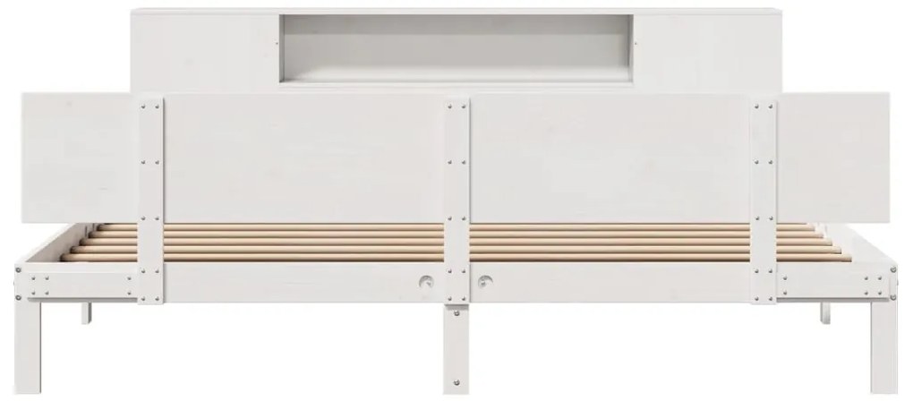 Cama com estante sem colchão 180x200 cm pinho maciço branco