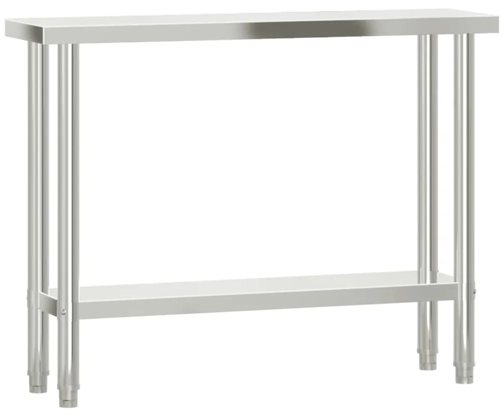 Mesa trabalho cozinha c/ prateleira 110x30x150cm aço inoxidável