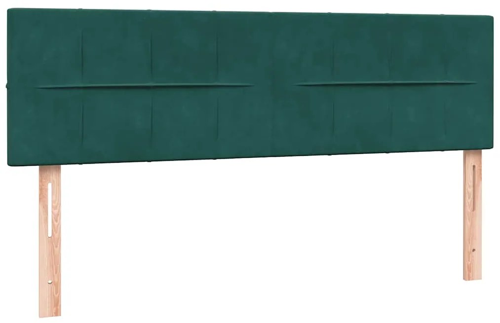 Box Cama primavera com Colchão Verde Escuro 140x210 cm Veludo