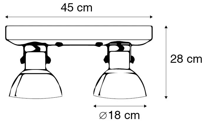 Candeeiro de teto bronze 2-luzes com madeira - Mangoes