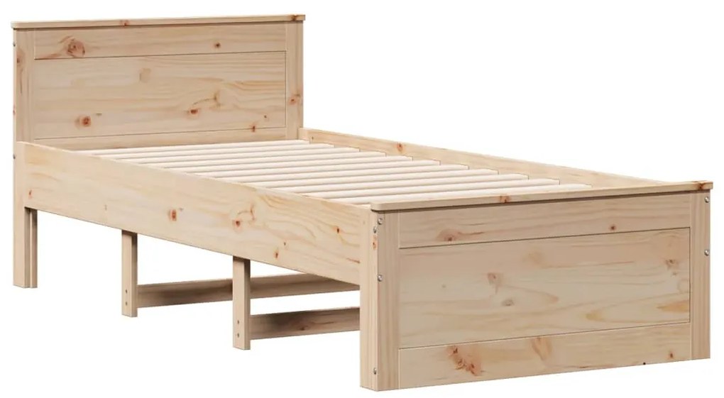 Cama sem colchão com cabeceira 100x200 cm madeira pinho maciça