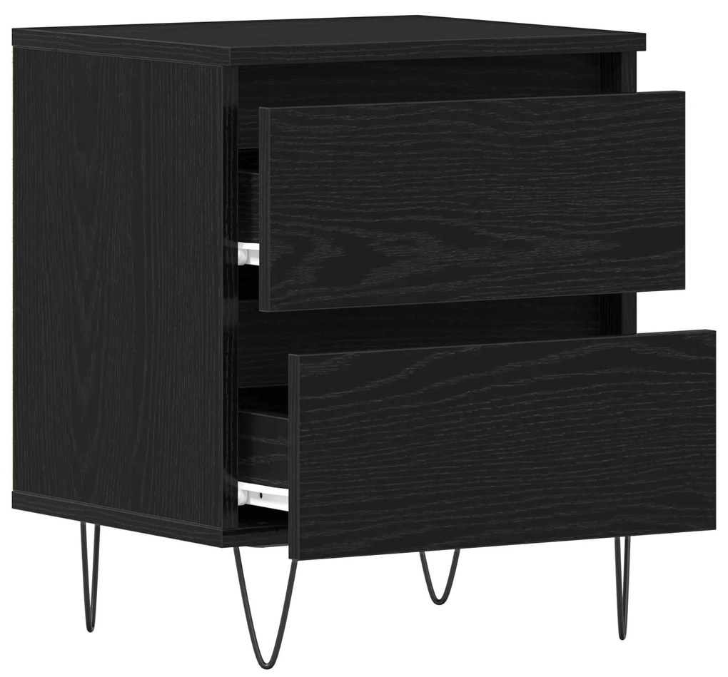 Mesa de cabeceira vidaXL Preto Carvalho 40x35x50 cm Madeira de engenha