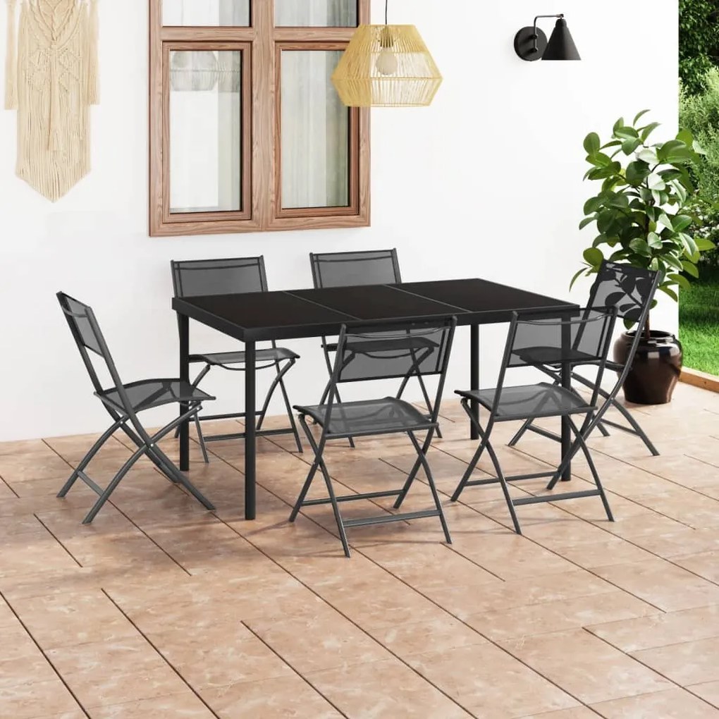 vidaXL 7 pcs conjunto de jantar para exterior aço