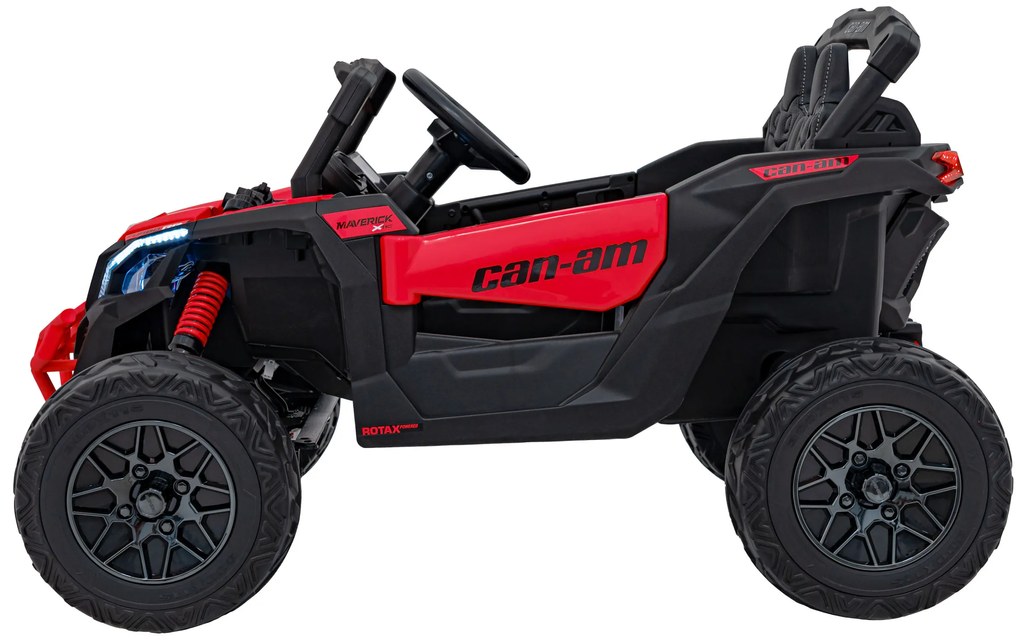 Carro elétrico para Crianças 24V 4x4 ATV CAN-AM Maverick Rodas de EVA, Assento de couro Vermelho