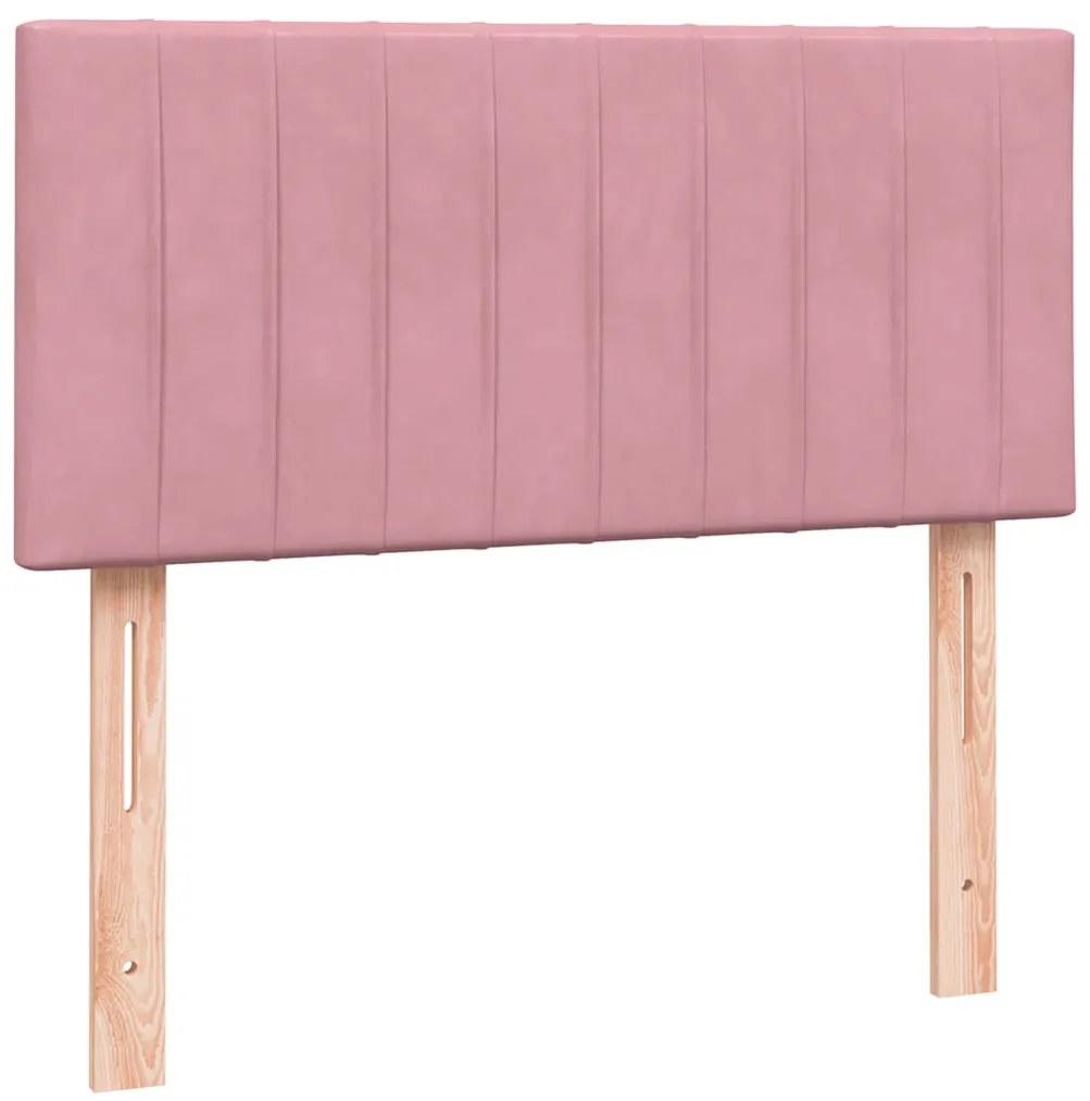 Cama com molas/colchão 100x220 cm veludo Rosa