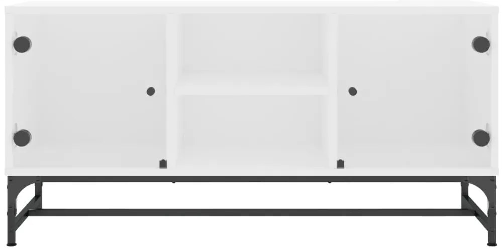 Móvel de TV c/ portas de vidro 102x37x50 cm branco