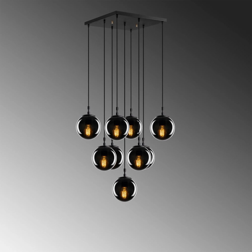 Candeeiro de Teto Efe – Preto Fumado – 78 x 78 cm