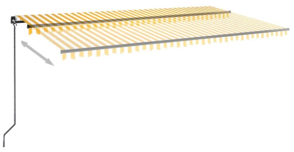 Toldo retrátil manual com LED 600x350 cm amarelo e branco