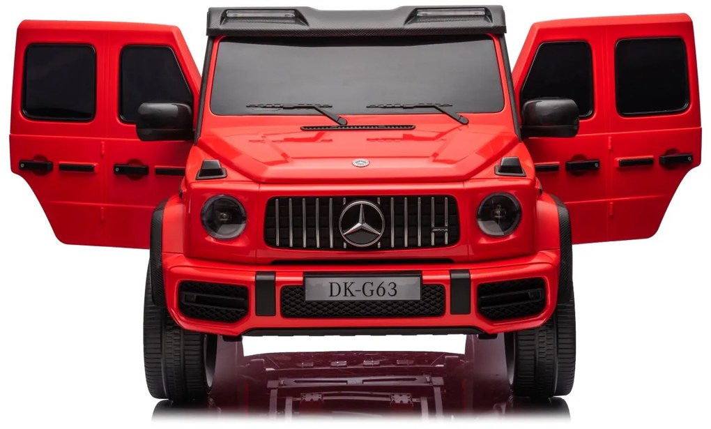 Carro elétrico para Crianças 24V, 4x200W 2 Lugares Mercedes Benz G63 AMG XXL MP4 Rodas de espuma EVA, Assento Couro Vermelho