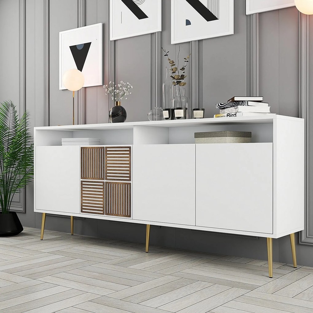 Console Milan – Branco/Dourado – 180x77x35 cm