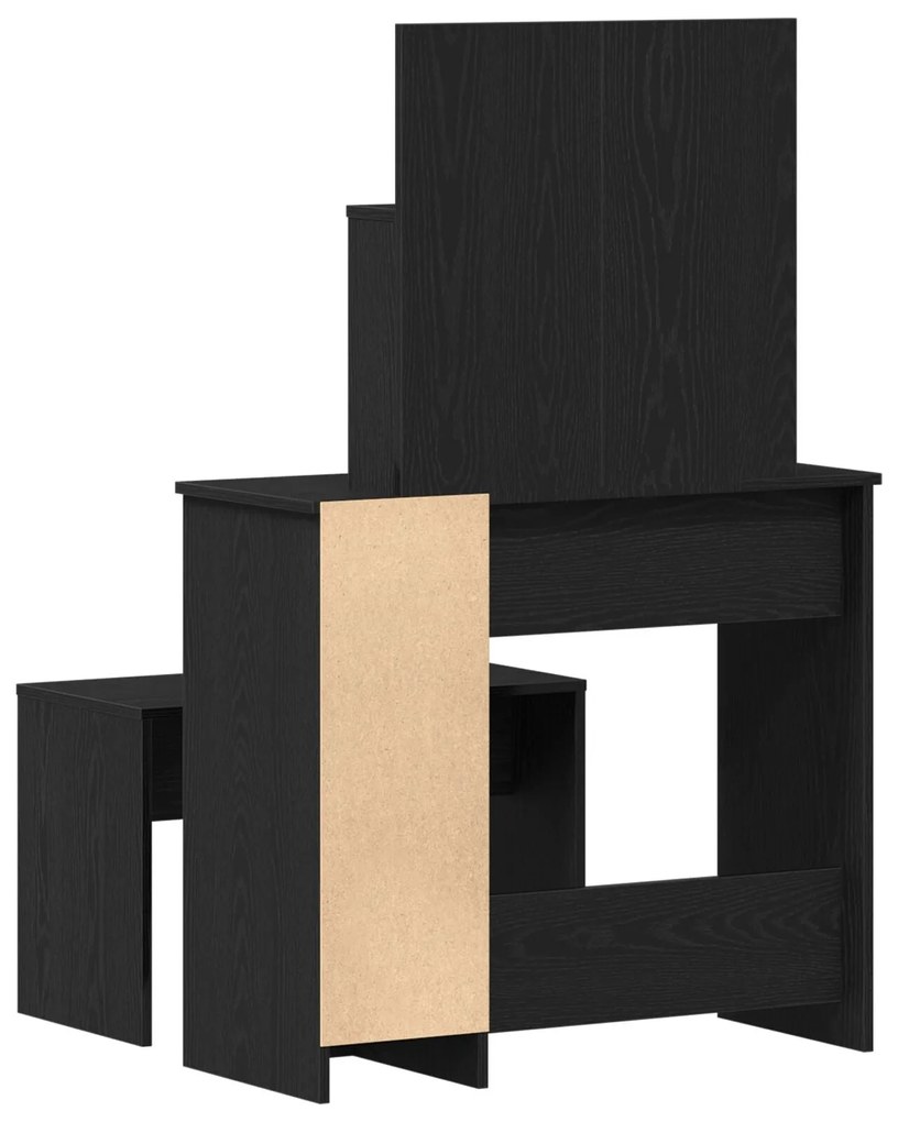 Conjunto de Toucador vidaXL Carvalho Preto Madeira Engenheirada, Touca