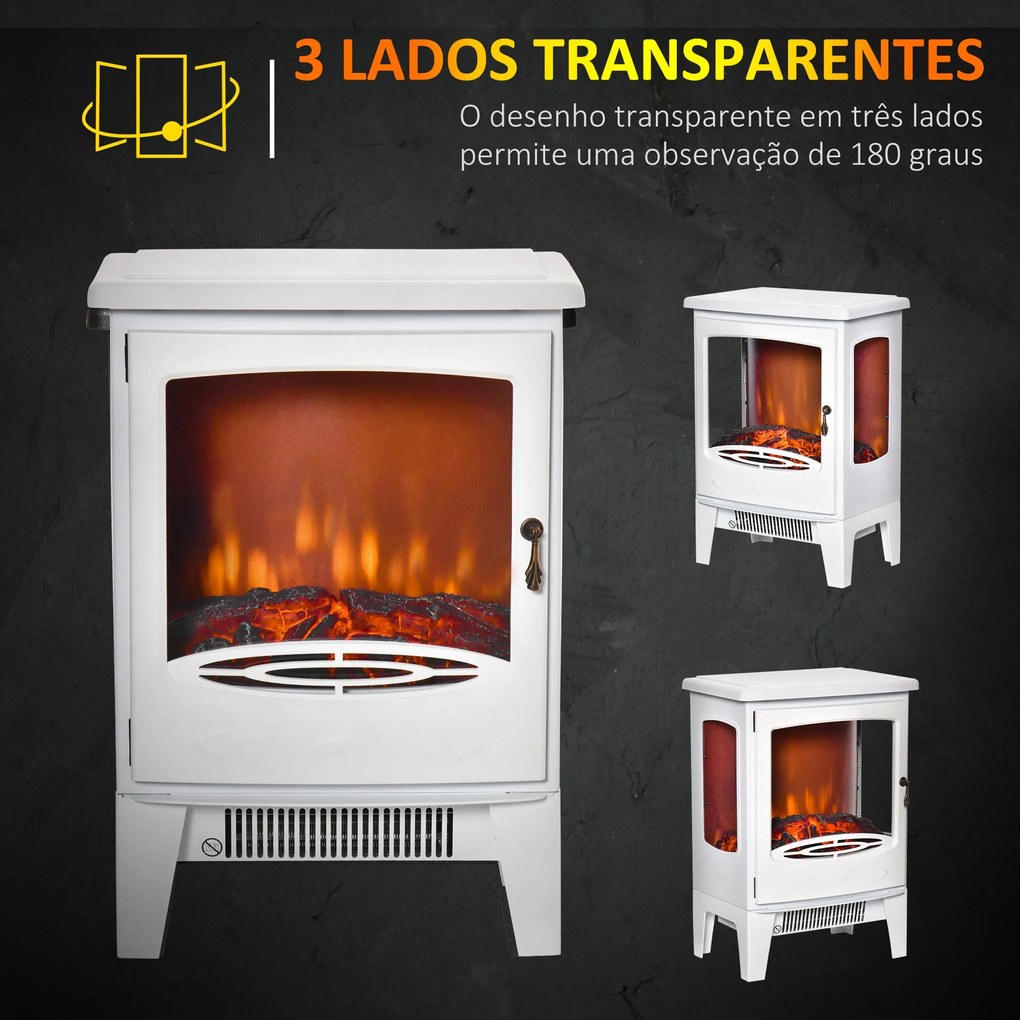 Lareira Elétrica "Porto" – 900W/1800W – 39x26x54,8 cm – Branca – Efeit