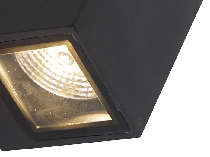Candeeiro de parede moderno preto 2 luzes GU10 AR70 IP54 - Baleno Moderno