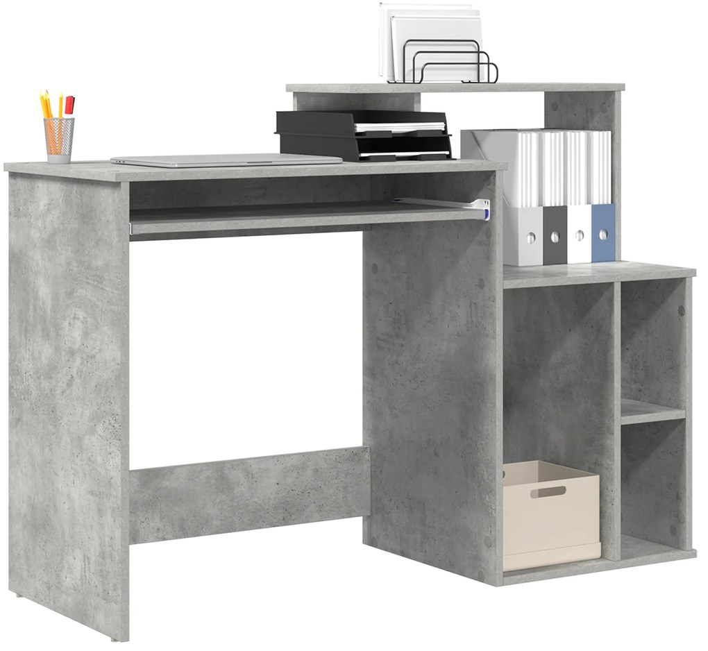 Secretária com Armazenamento Cinza Claro 120,5x44x88,5 cm Madeira Enge