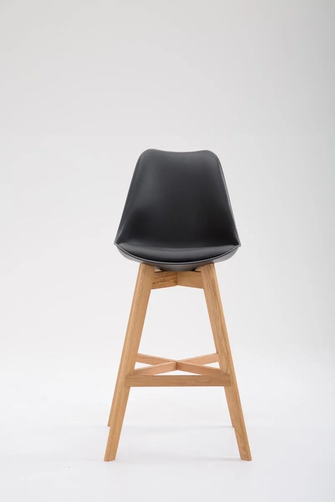 Banco de bar Cannes em plástico com estrutura de Cor Natural 48 x 112 x 56 cm Preto
