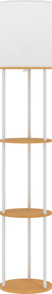 HOMCOM Candeeiro de Pé com Prateleiras 3 Temperaturas de Cor Controlo Remoto e Casquilho E27 Ø29x158 cm Madeira | Aosom Portugal