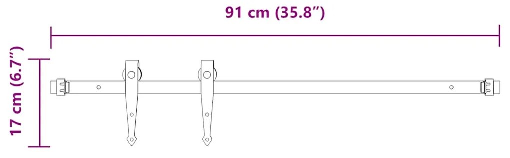 Kit para armário deslizante aço carbono 91 cm