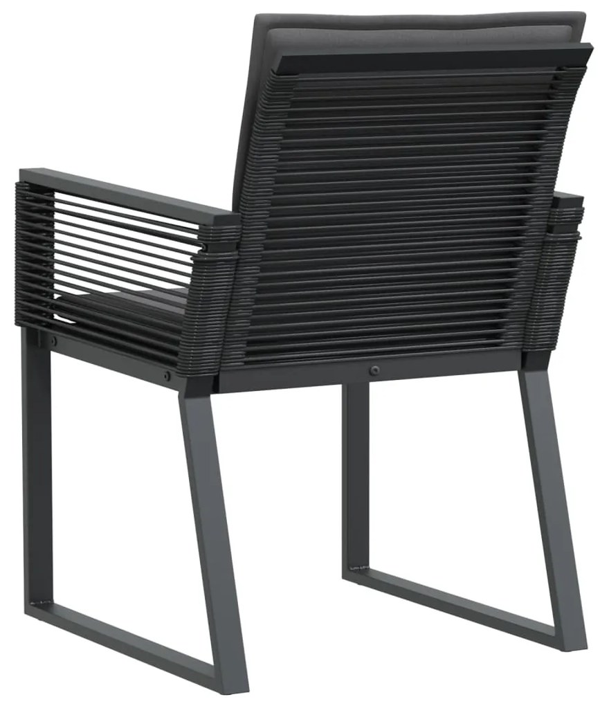 Cadeiras de jardim com almofadões 4 pcs vime PE preto