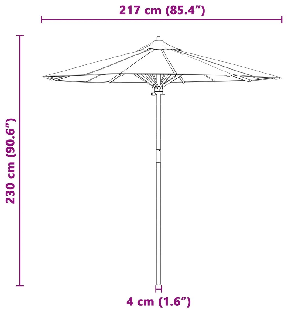 Parasol de Jardim Creme Branco 217x230 cm Bambu