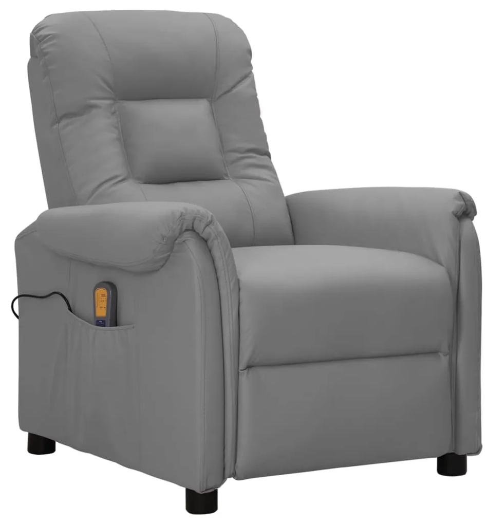 338927 vidaXL Cadeira de massagens couro artificial cinzento