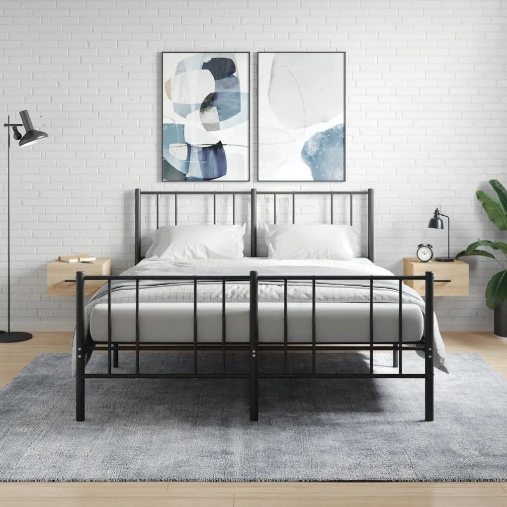 vidaXL Mesas de cabeceira parede 2 pcs 35x35x20 cm cor carvalho sonoma