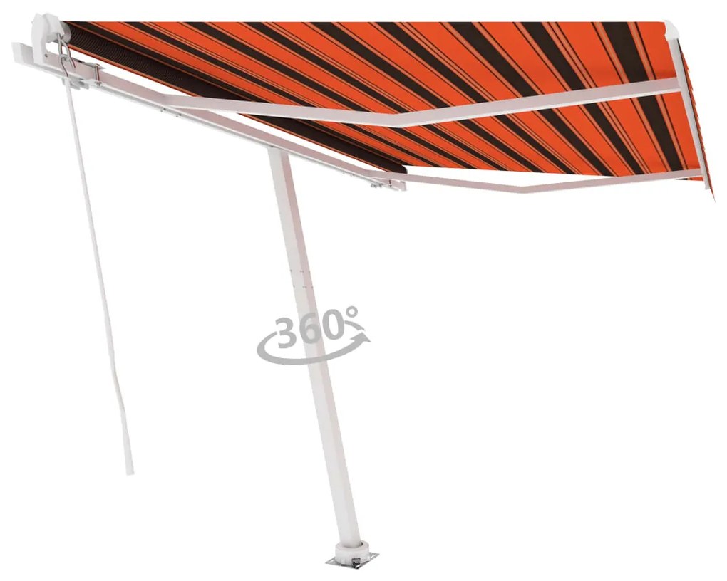 Toldo retrátil manual independente 350x250cm laranja e castanho