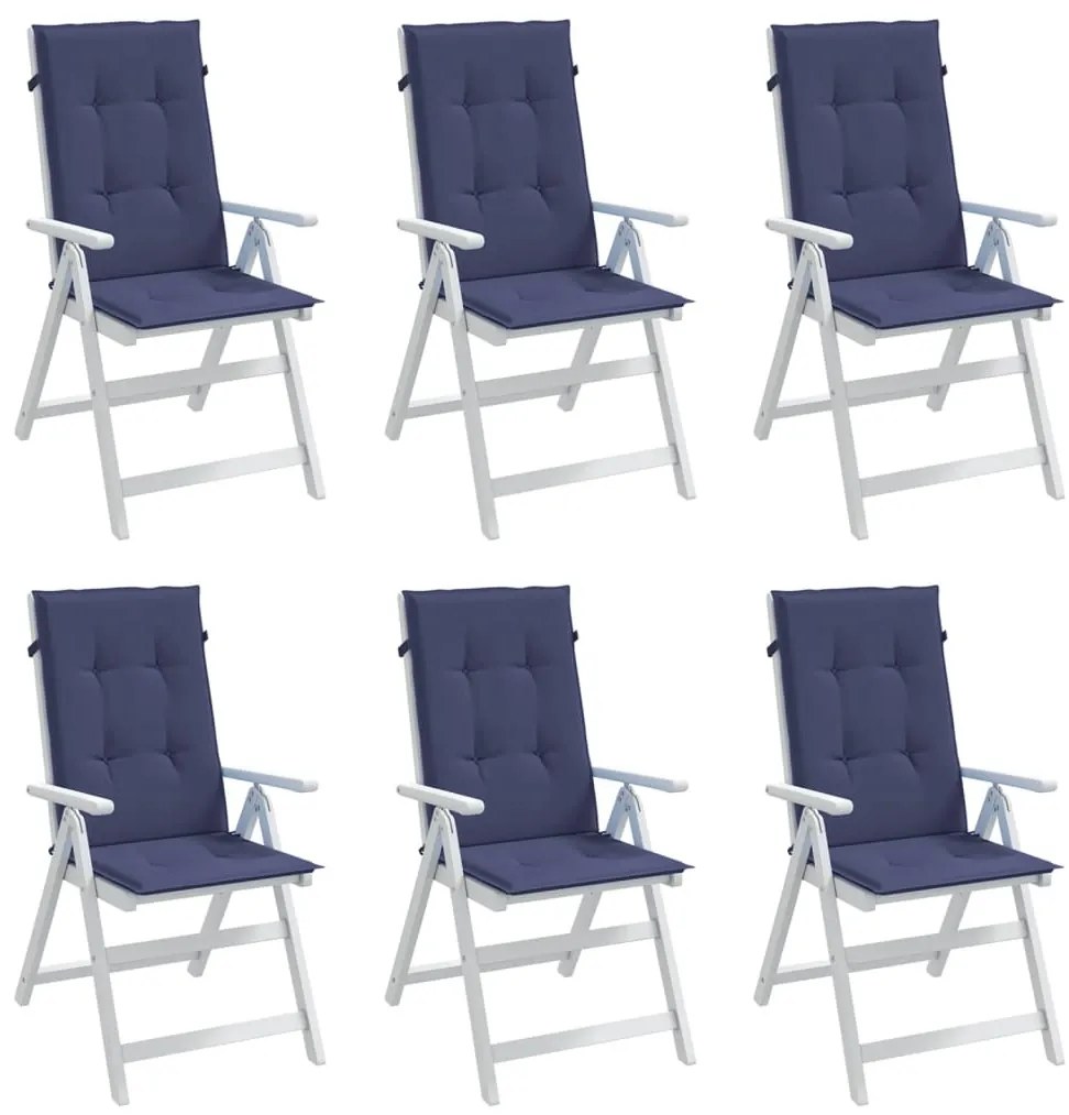 Almofadões cadeira encosto alto 6pcs tecido azul-marinho