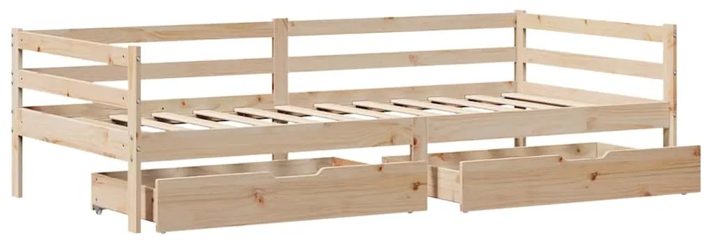 Sofá-cama com gavetas 80x200 cm madeira de pinho maciça