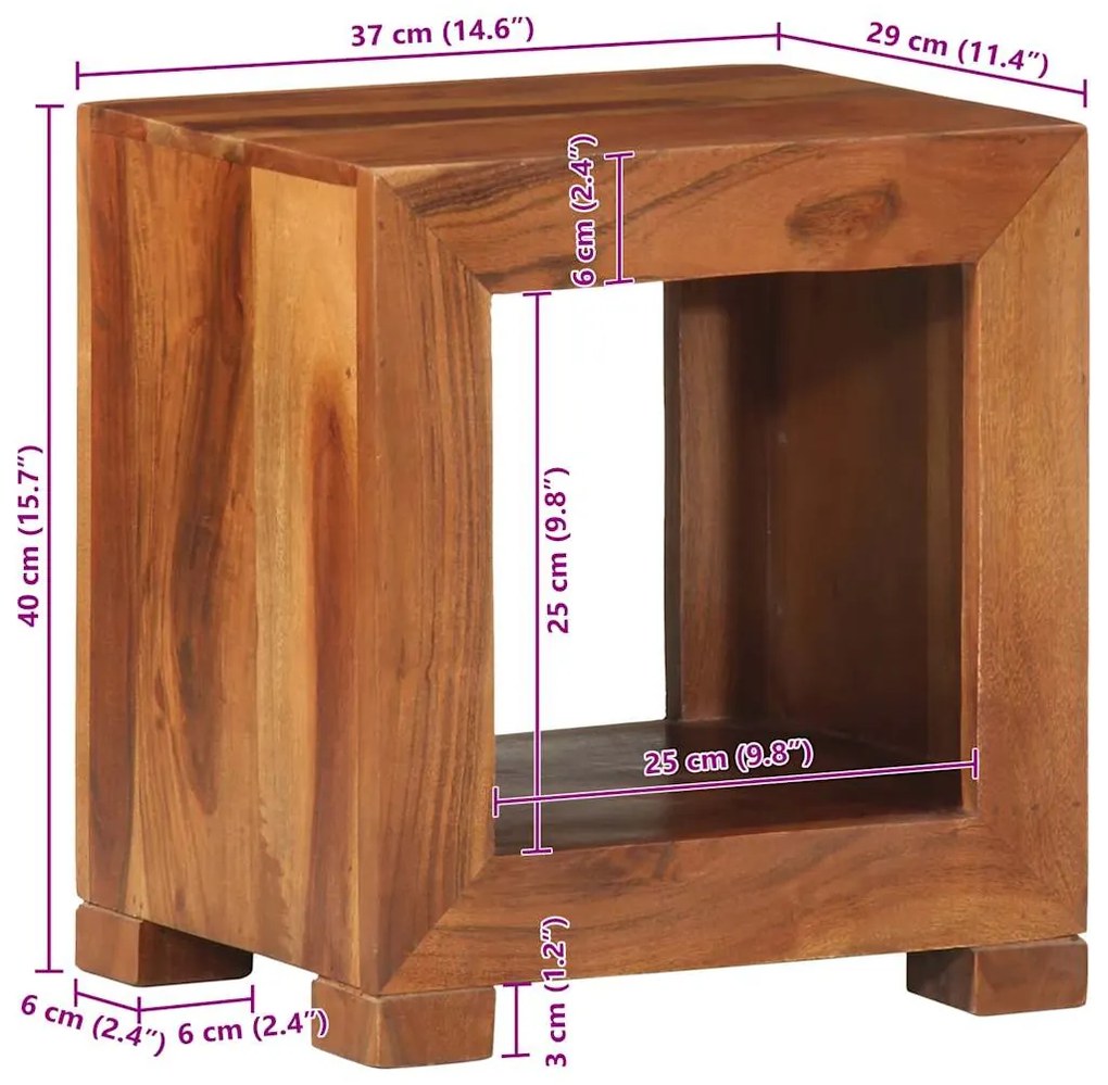 Mesa de apoio 37x29x40 cm madeira de acácia maciça