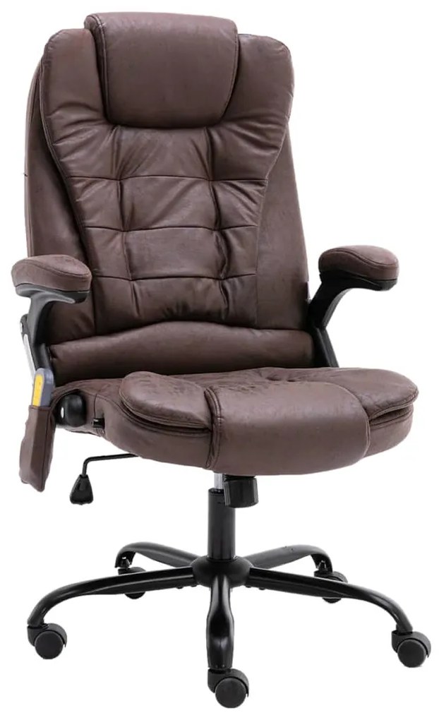 vidaXL Cadeira massagens escritório couro artificial castanho-escuro