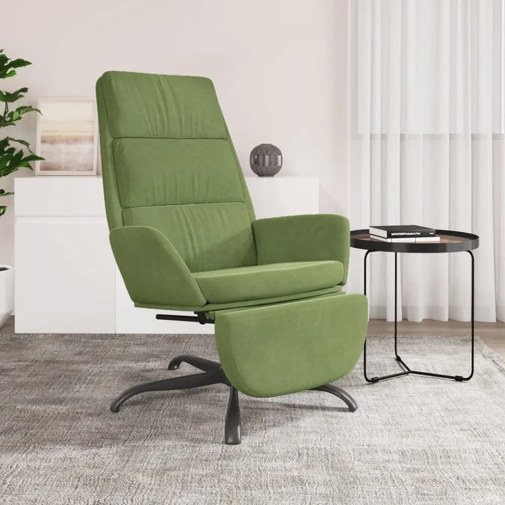 vidaXL Cadeira de descanso com apoio de pés veludo verde-claro