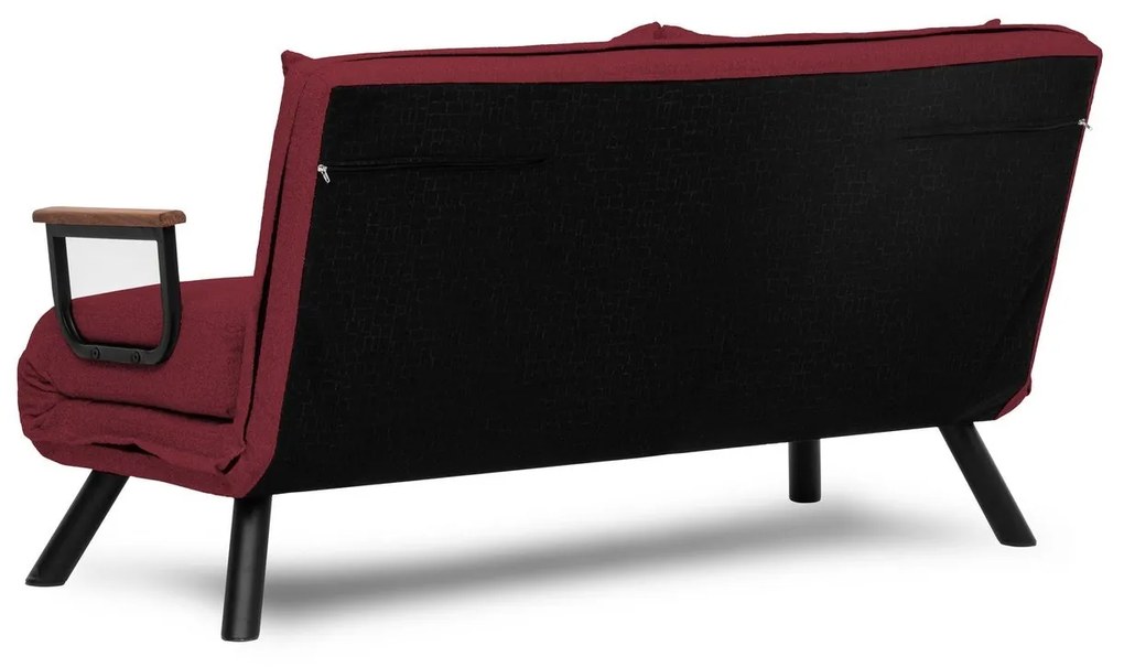 Sofá-Cama de 2 Lugares Sando – Cor de Vinho – Medidas: 50x133x41 cm