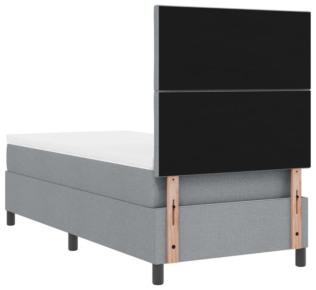 Cama Box Spring com Colchão Cinza Claro Solteiro Tecido