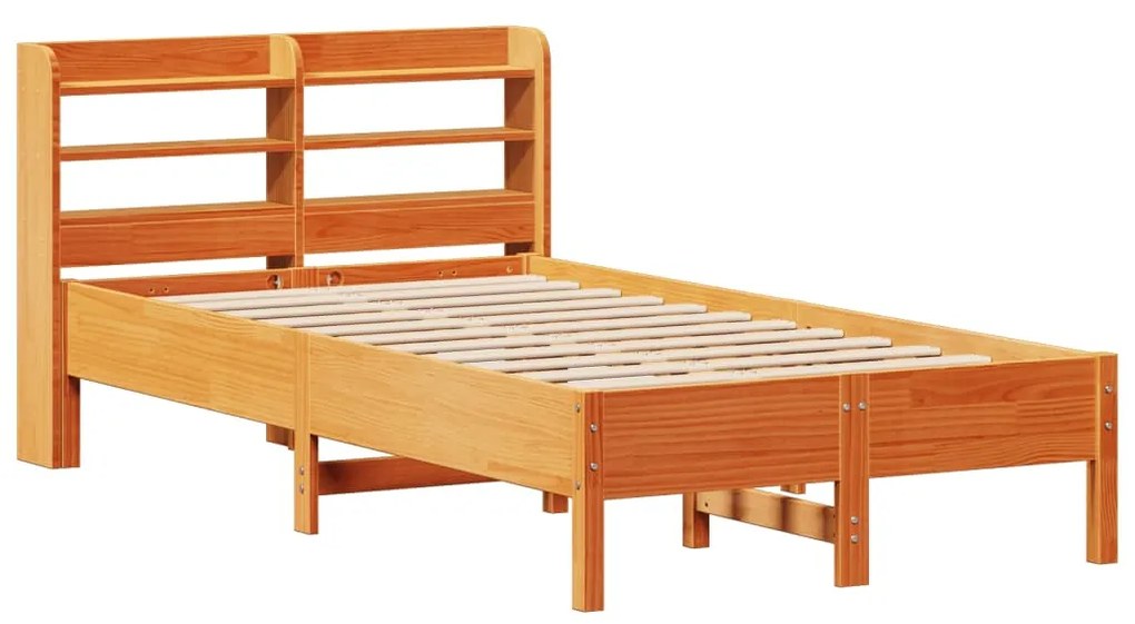 Cama sem colchão 120x190 cm madeira pinho maciça castanho-mel