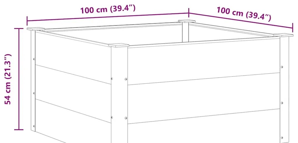 Canteiro elevado para jardim WPC 100x100x54 cm cinzento