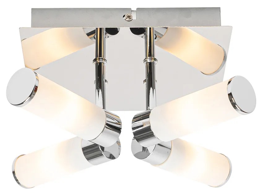 Candeeiro de teto moderno para casa de banho cromado 4 luzes IP44 - Bath Moderno