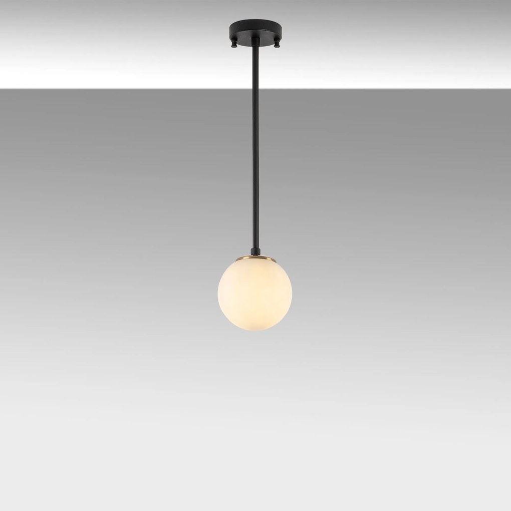 Candeeiro de Teto Akkas – Preto, Branco e Dourado – 15 x 15 x 61 cm