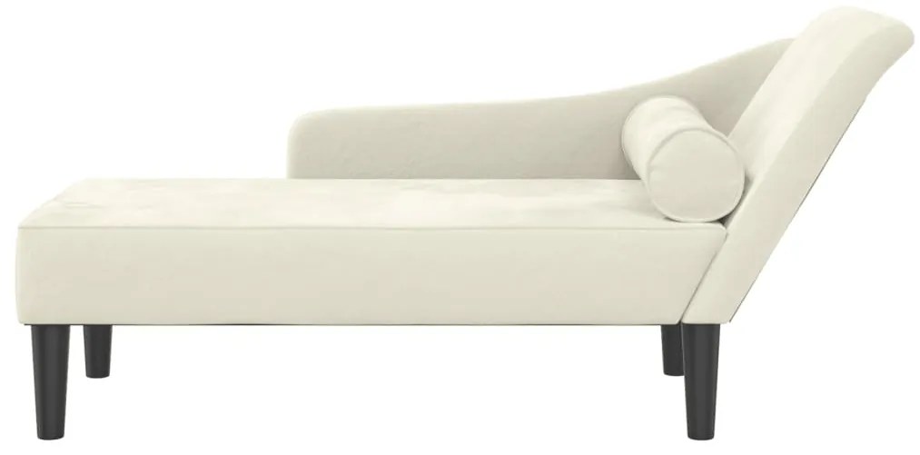 Chaise lounge com almofadões veludo creme